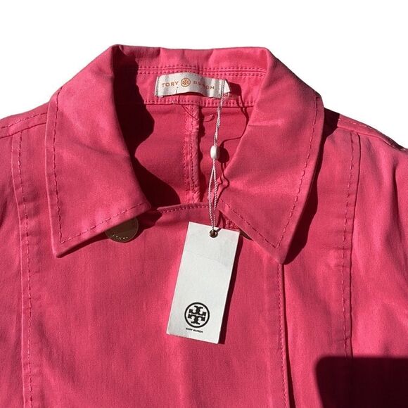 TORI BURCH NWT BLARR HOT PINK BLOOM DOUBLE BREASTED COAT JACKET SIZE 6 - Picture 6 of 13